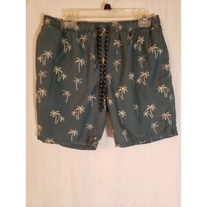 Mens Distortion Teal Palm Trees Swim Short Size M